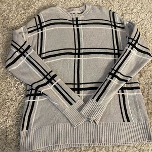 RSQ Light Gray Windowpane Plaid Midweight Knit Crewneck Sweater Size M Unisex